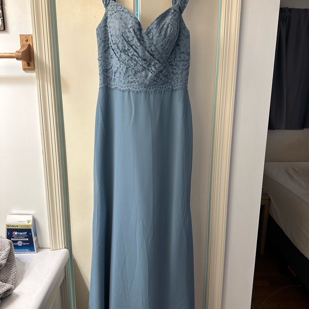 Christina Wu Slate Blue Bridesmaid dress